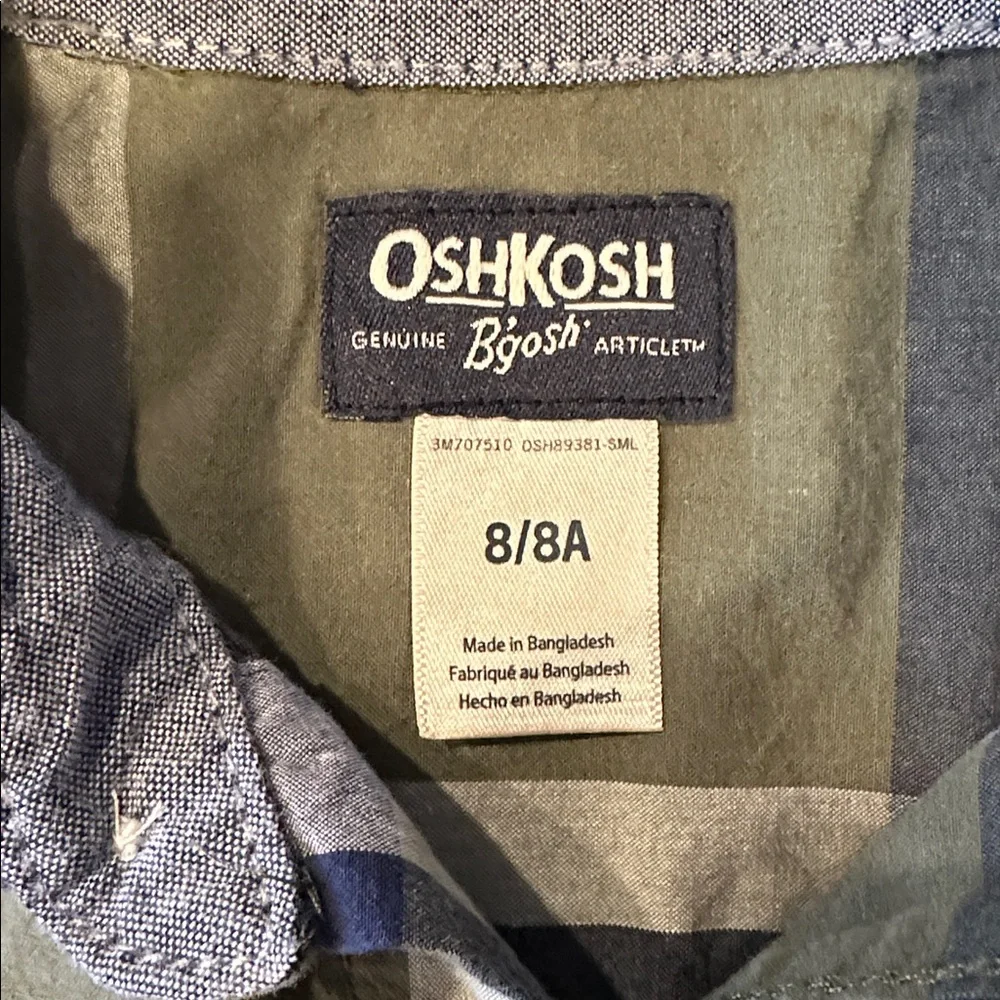 OshKosh B'gosh Kids Plaid Shirt - Green, Blue, and Orange. Size 8